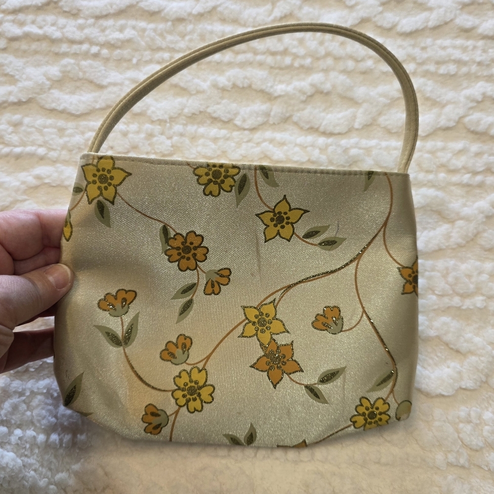 Vintage-Inspired Yellow Floral Mini Purse